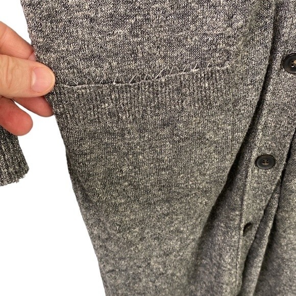 Vince Viscose Linen Longline Button Front Gray Cardigan Pockets Long Sleeves - Picture 5 of 16